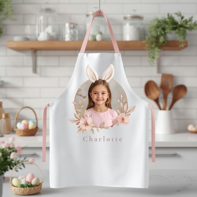 Delantal de foto de conejo de Pascua personalizado (Subido por el creador)