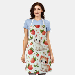 Delantal de Gatitos Adorables y Fresas