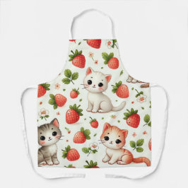 Delantal de Gatitos Adorables y Fresas