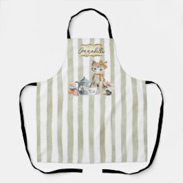 Delantal de gato caprichoso con acuarela personali