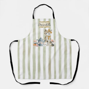 Delantal de gato caprichoso con acuarela personali