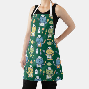 Delantal de gatos de chef de dibujos animados lind