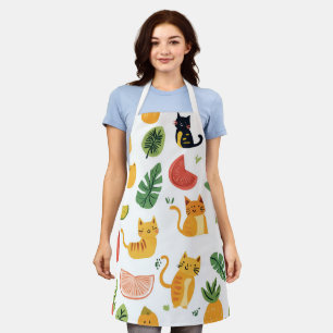 Delantal de gatos y frutas divertidos – Cocina lin