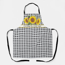 Delantal de Gingham Negro con Girasoles Personaliz