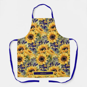 Delantal de girasoles al estilo de Van Gogh con ac