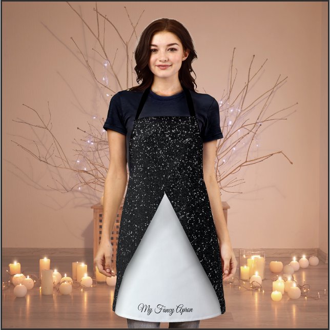 Delantal de Glamour Negro y Blanco (Black and White Glamour Apron)
