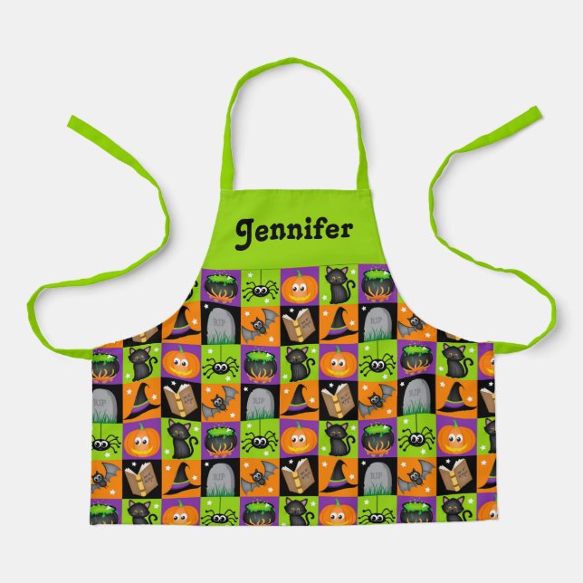 delantal de Halloween personalizado para los niños (Anverso)