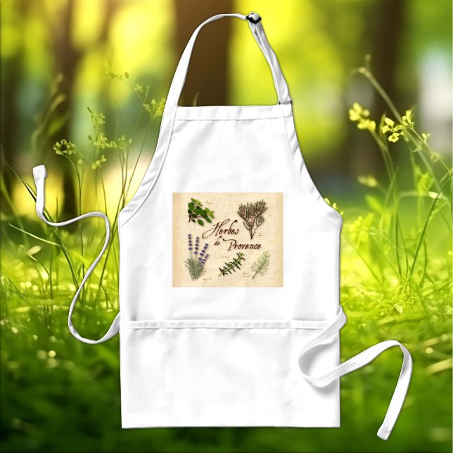 Delantal de Hierbas de Provenza (Herbes de Provence Apron. Cook with Rosemary, Thyme, Oregano, Lavender and Fennel.)