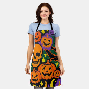 Delantal de iconos de Halloween, cara de calabaza 