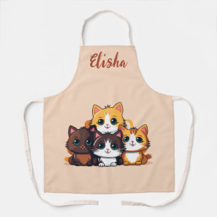 Delantal de Ilustración de Gatitos Lindos con Nomb