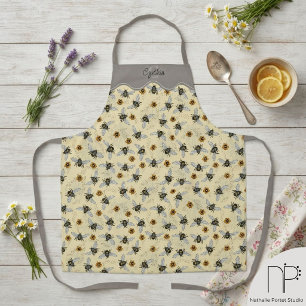 Delantal de jardinería con patrón de abeja melífer