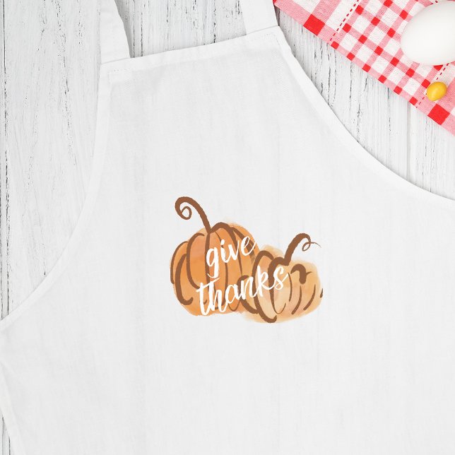 Delantal Dé las gracias por las calabazas acuarelas Apron d (Give Thanks Watercolor Pumpkins Thanksgiving Apron)