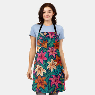 Delantal de lirios y mariposas folk caprichosas ab