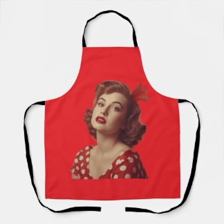 Delantal de lunares rojos de chica pin-up de los a