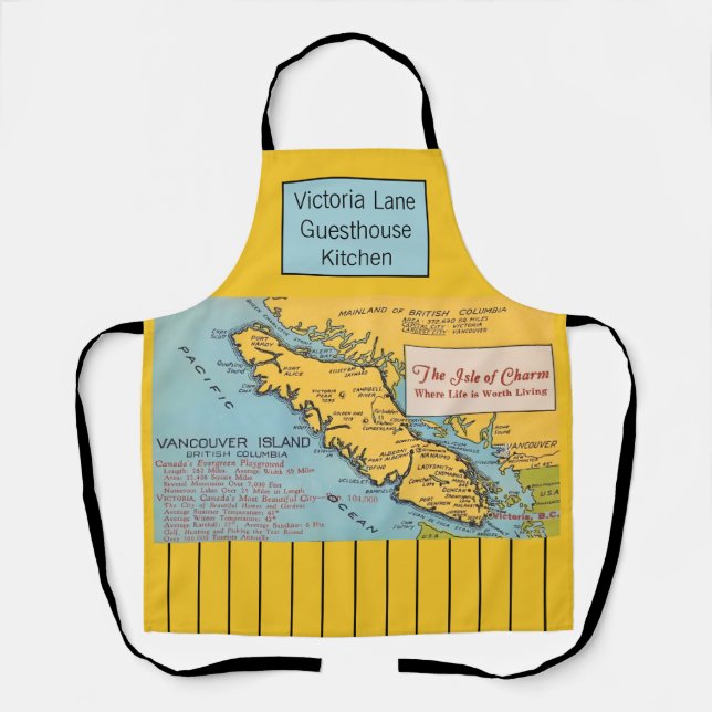 Delantal de Mapa Antiguo de la Isla de Vancouver (Anverso)