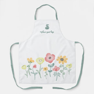 Delantal de Monograma con Flores Silvestres de Acu