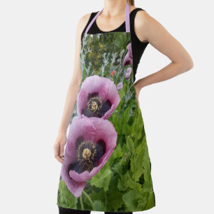 Delantal de mujer con amapola rosa púrpura