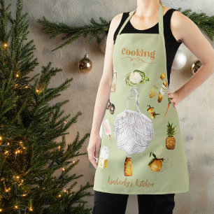 Delantal de Navidad con Acuarela de Comestibles en