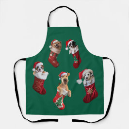 Delantal de Navidad con calcetines de perro