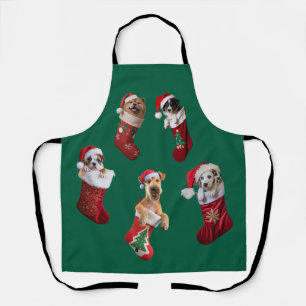 Delantal de Navidad con calcetines de perro