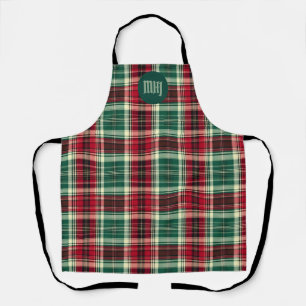 Delantal de Navidad con Cuadro Escocés Personaliza
