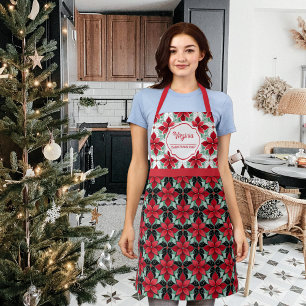Delantal de Navidad con patrón moderno de poinsett