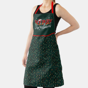 Delantal de Navidad con Plaid MERRY y luz navideña