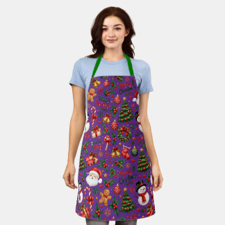 Delantal de Navidad de Santa sin Costuras Estampad