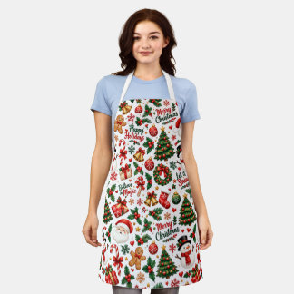Delantal de Navidad de Santa sin Costuras Estampad