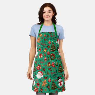 Delantal de Navidad de Santa sin Costuras Estampad