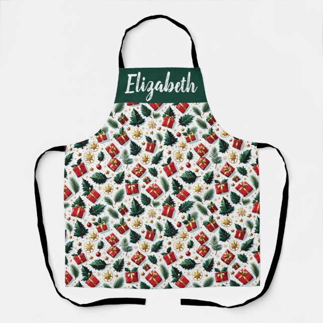 Delantal de Navidad divertido personalizado (Anverso)