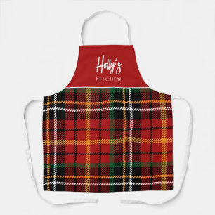 Delantal de Navidad Personalizado a Cuadros Rojos