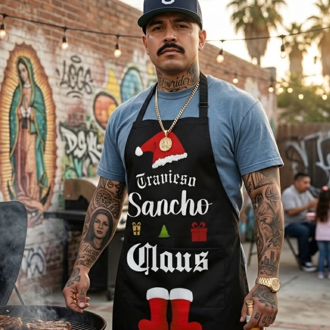 Delantal de Navidad Personalizado Sancho Claus (Personalized Sancho Claus Christmas Apron)