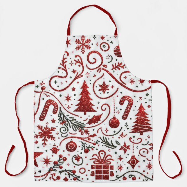 Delantal de Navidad Rojo Blanco (Anverso)