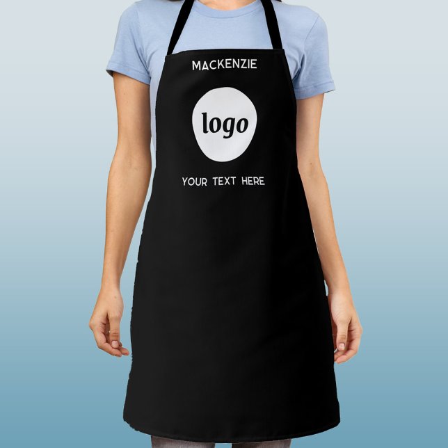 Delantal de Negocio con Logo y Texto Simple (Logo name and text custom business promotional or uniform apron)