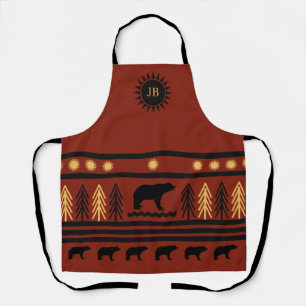 Delantal de oso negro Navajo de madera roja profun