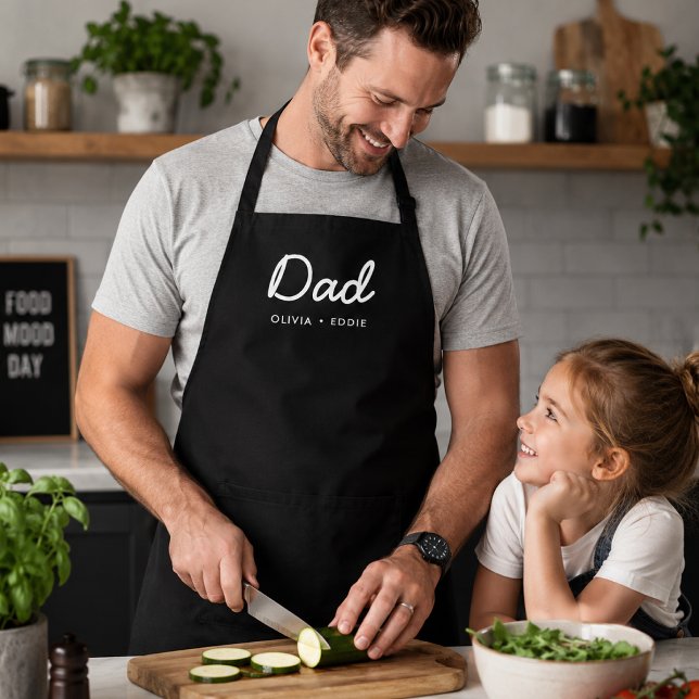 Delantal de Papá | Regalo de Cocina Personalizado  (Personalized dad apron with kids' names for cooking, grilling, and Father's Day gifting.)