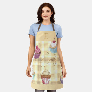 Delantal de pastelero con monograma de cuadros ama
