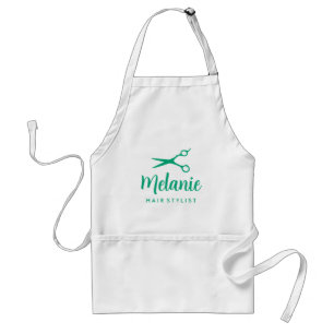 Delantal de peluquero con logotipo de tijeras de c