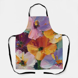 Delantal de Pintura Floral Impasto Vibrante