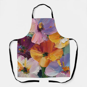 Delantal de Pintura Floral Impasto Vibrante