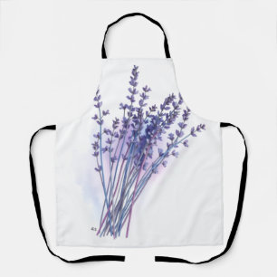 Delantal de primavera con ramo de lavanda a la acu
