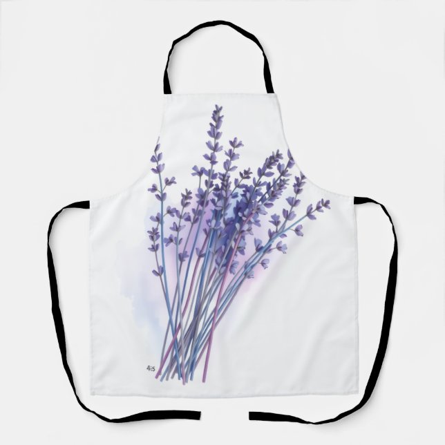 Delantal de primavera con ramo de lavanda a la acu (Anverso)