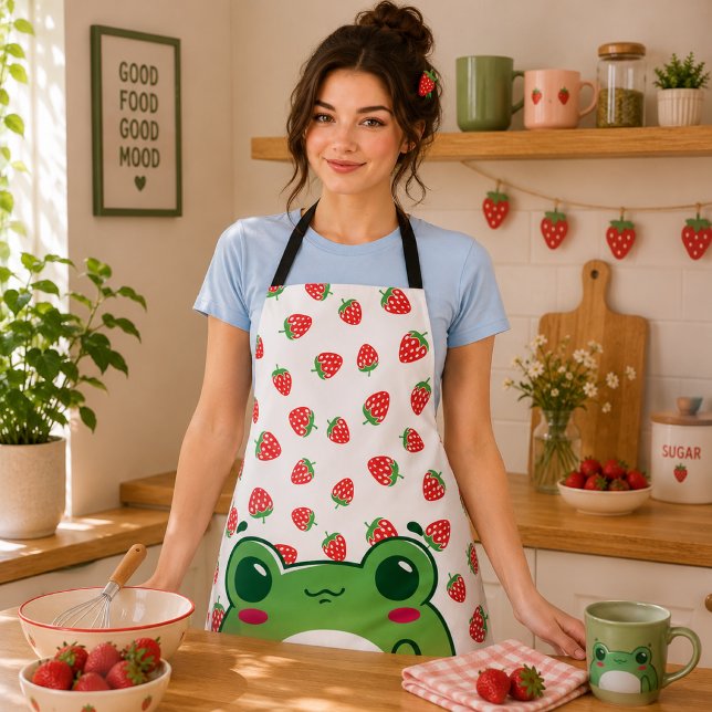 Delantal de Rana Fresa Kawaii (Subido por el creador)
