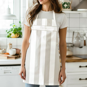 Delantal de raya de caramelo beige de lino