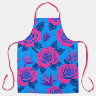 Delantal de Rosa Azul Vibrante y Rosa Neon