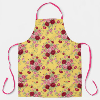 Delantal de Rosa Clásica Amarillo y Rosa Vibrante