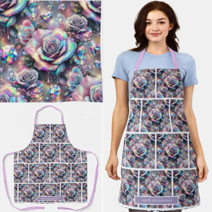 Delantal de Rosas Iridescentes y Gotear Brillo de 