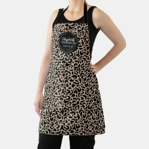 Delantal de salón de belleza con estampado de leop