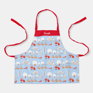 Delantal de Santa Claus de Navidad con nombre pequ